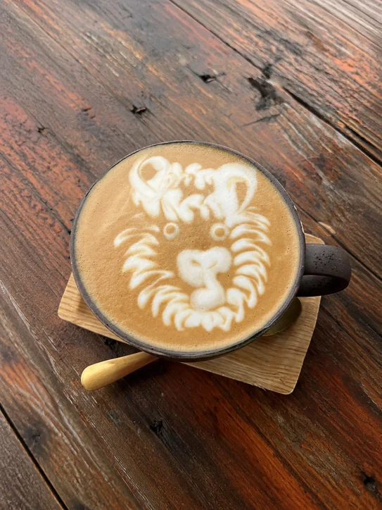 Latte art in a ceramic cup